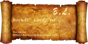Borkó Loránd névjegykártya